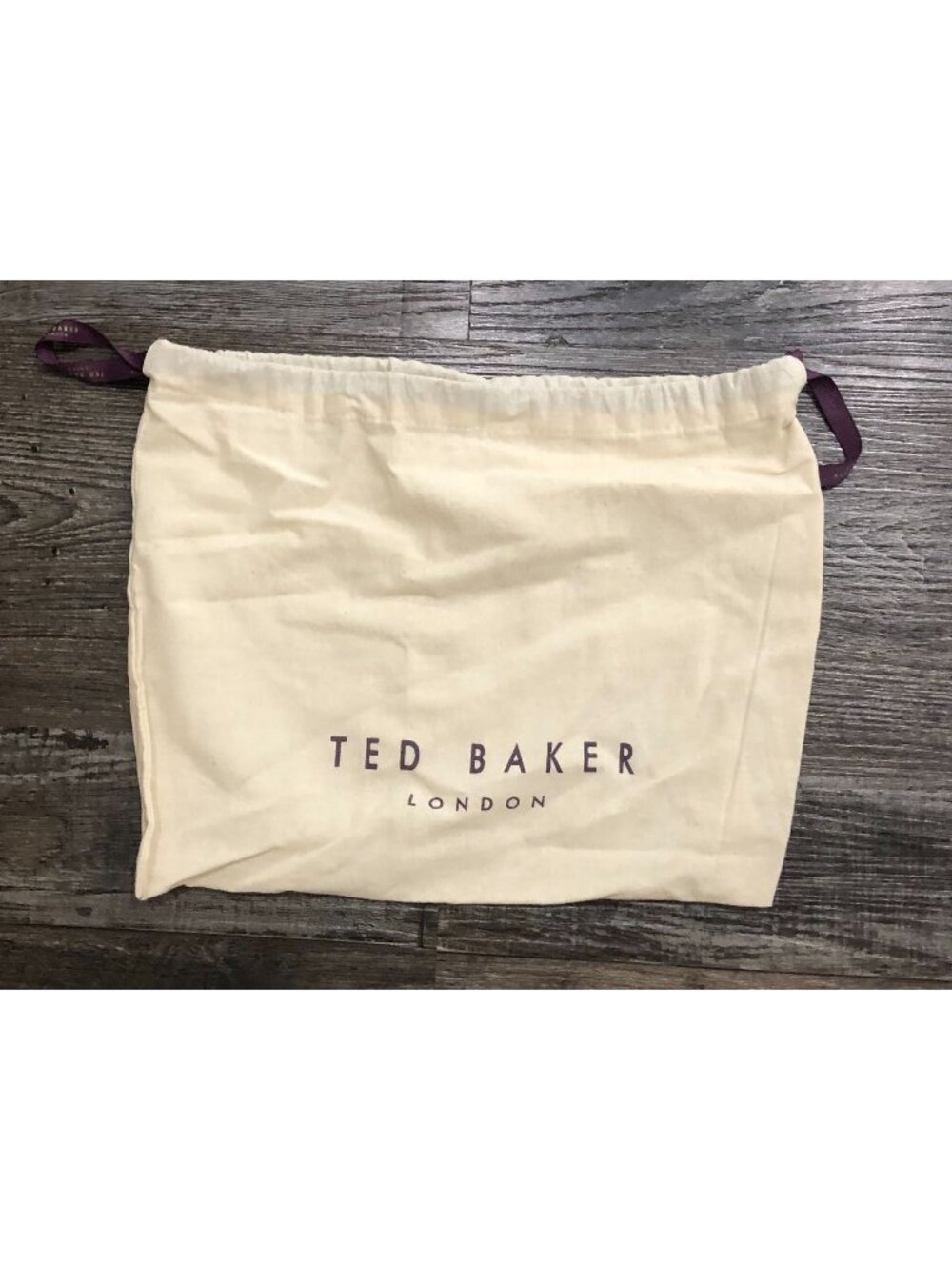 Ted Baker London Drawstring Dust Bag White Cotton Purple Drawstring